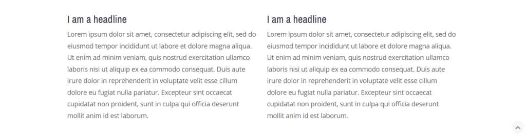 Example of website copy with poor reading gravity based on lack of message hierarchy (i.e. two equal sized columns of text)