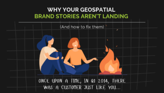 Geospatial professionals telling brand stories around a campfire