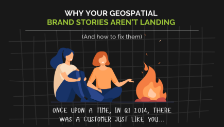 Geospatial professionals telling brand stories around a campfire
