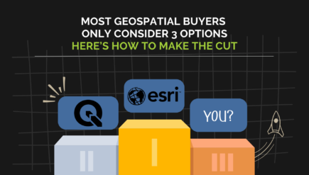 Podium of geospatial brands with ESRI and QGIS taking the top 2 spots