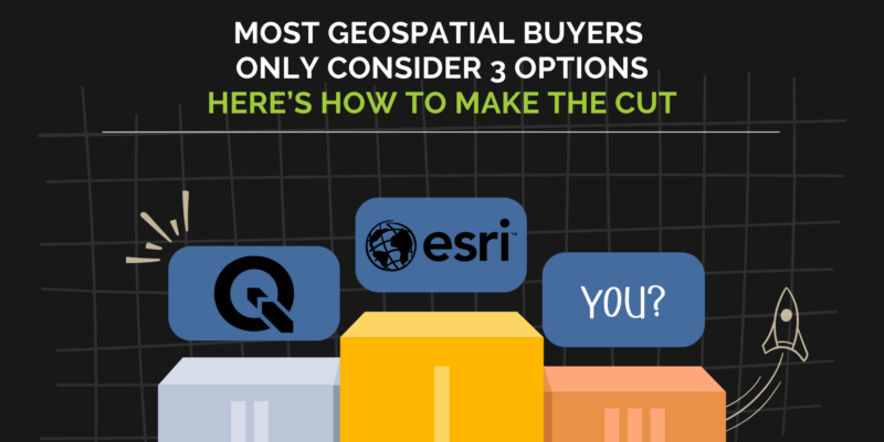 Podium of geospatial brands with ESRI and QGIS taking the top 2 spots
