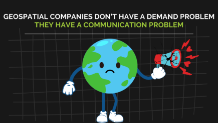 geospatial company represented by a globe holding a broken megaphone to represent broken communication